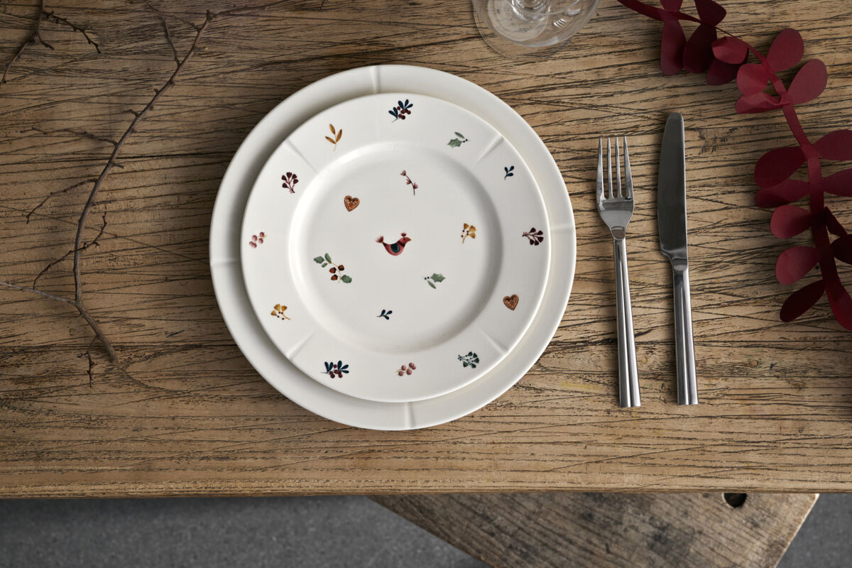 GC Cottage Tallerken &Oslash;23 cm hvid m. deko