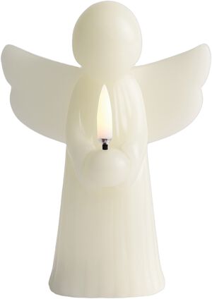 LED candle Angel, Oyster grey, Smooth, 11x15,5 cm