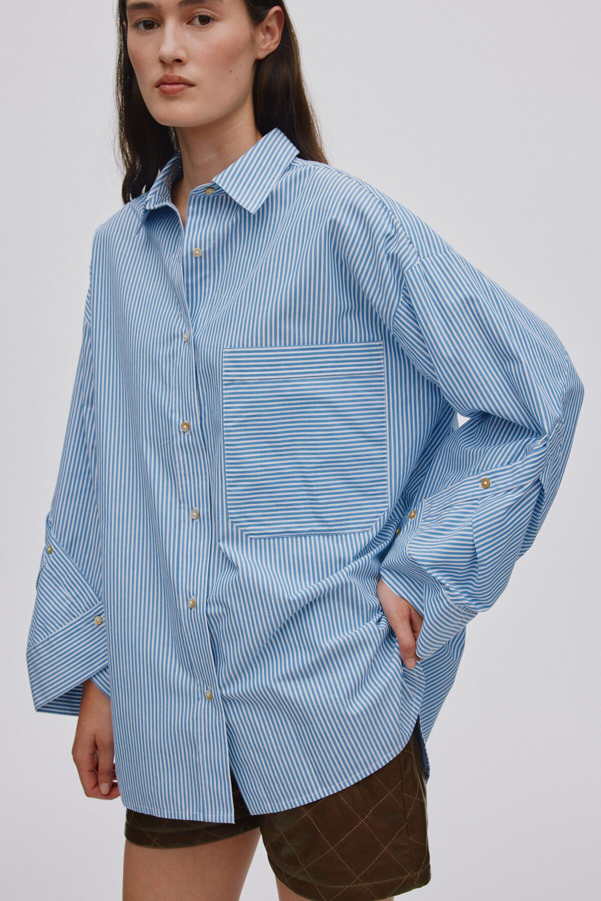 Quilt stripe oversize shirt - Bobbi