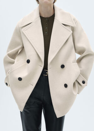 Wool double-breasted coat with butt