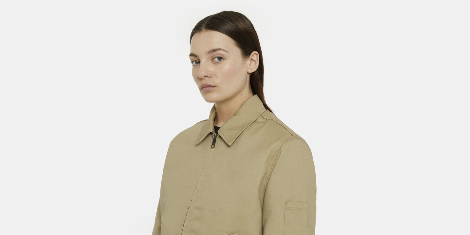 LINED EISENHOWER CROP W REC KHAKI