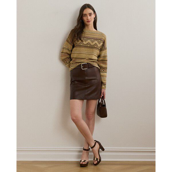 Geo-Striped Cotton-Linen Sweater