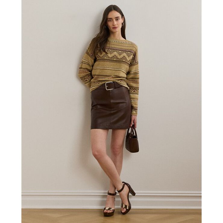 Geo-Striped Cotton-Linen Sweater