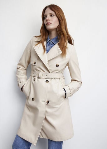 Classic leather effect trench coat