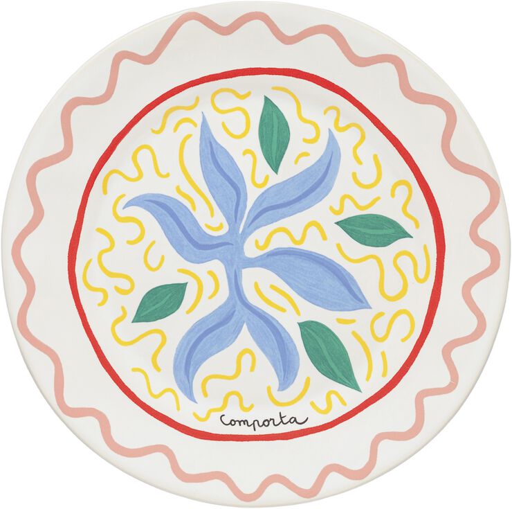 Tallerken flad Bliss 27 cm Blå/Koral/Rosa/Grøn Keramik