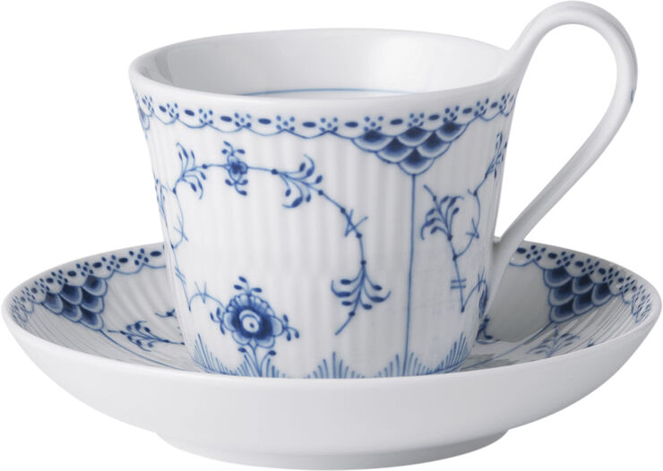 Blue Fluted HL Cup and Saucer 24cl