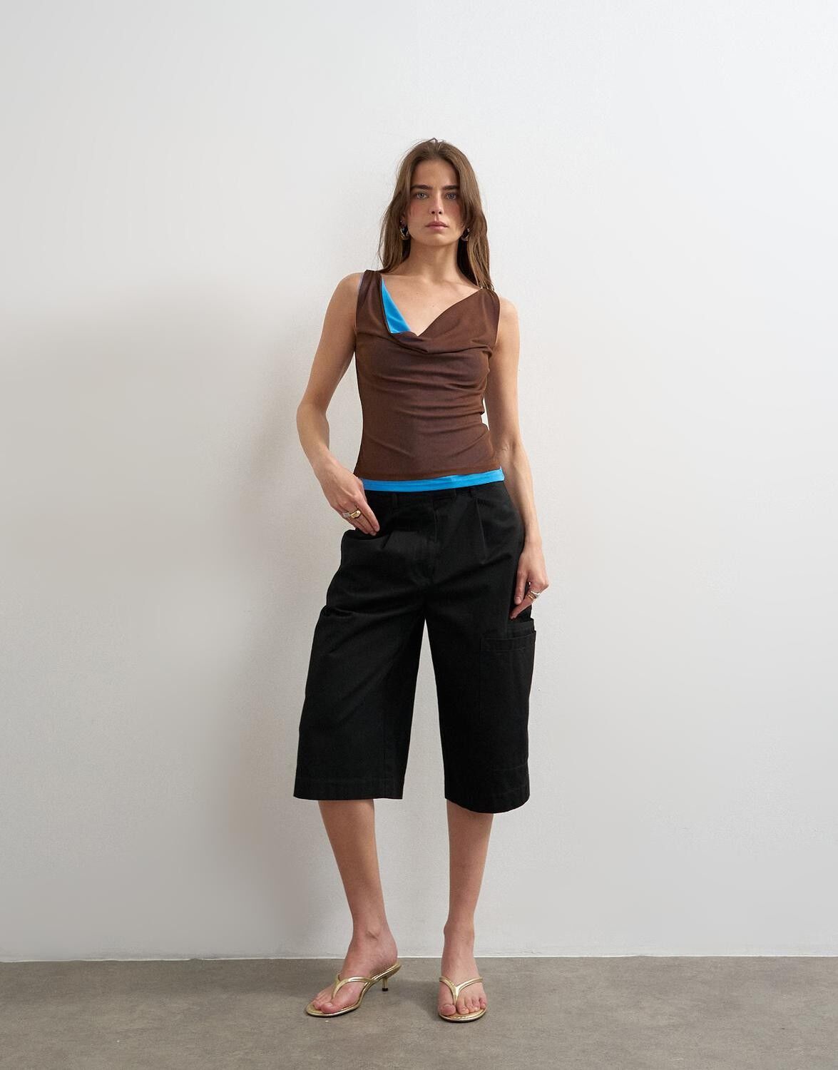 TSCECILIA MESH COWL NECK TOP JRS