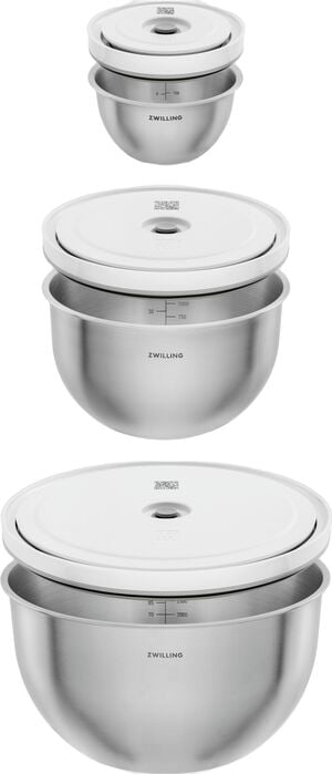 Fresh & Save BOWLS Vakuum sk&aring;l s&aelig;t S/M/L / 6-dele, Rustfrit