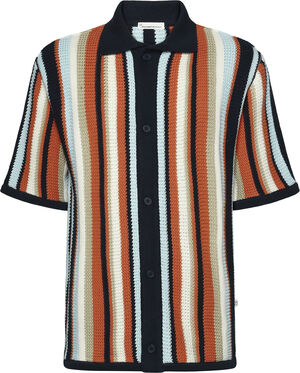 Loose short sleeve striped knitted shirt - Regenerative Orga
