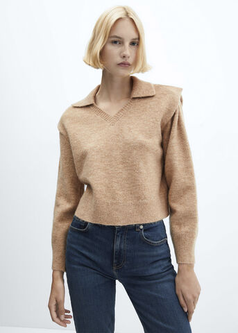 Polo neck shoulder pads pullover