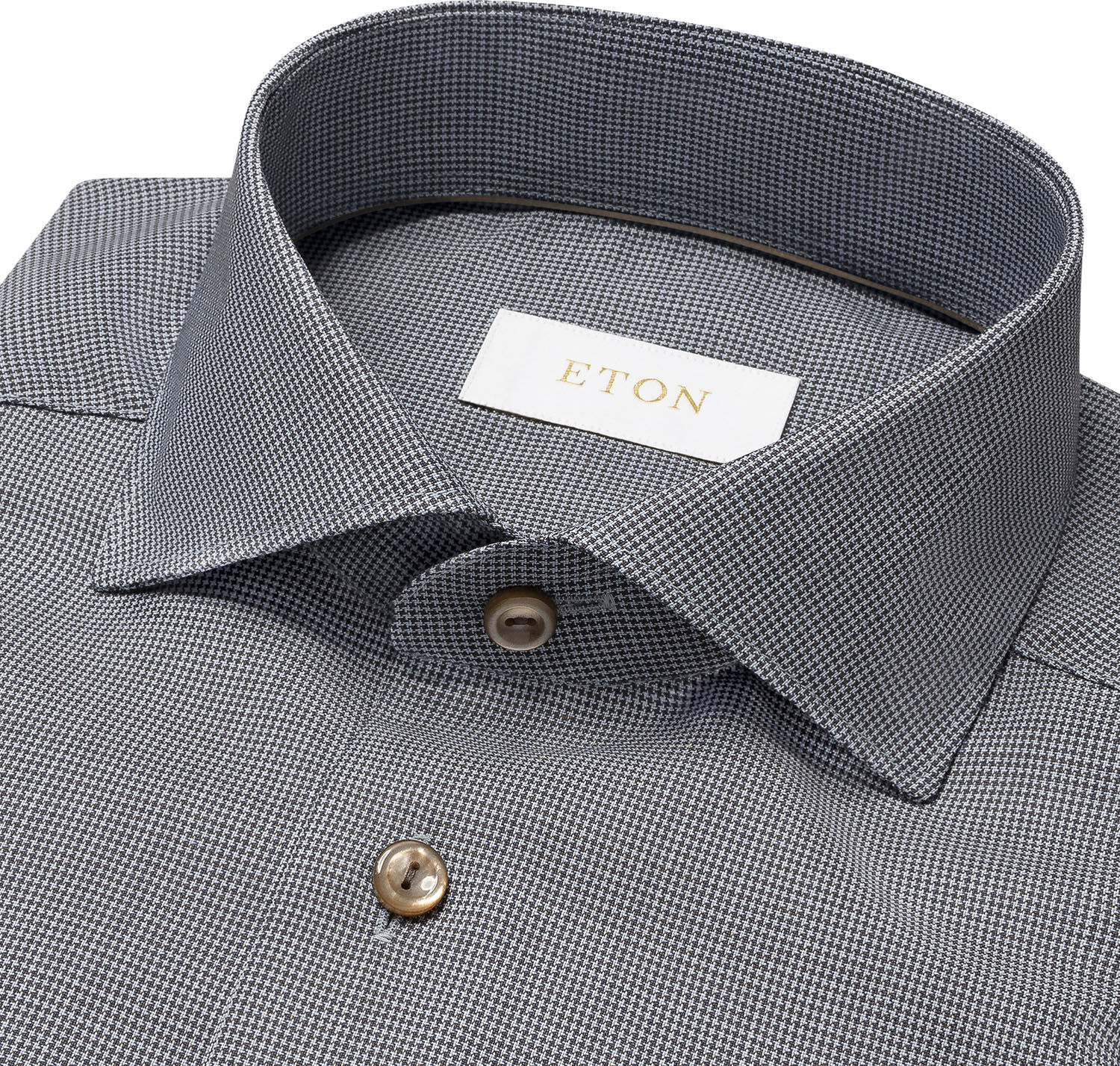 Slim Fit Brown Houndstoothmerino Wool Shirt