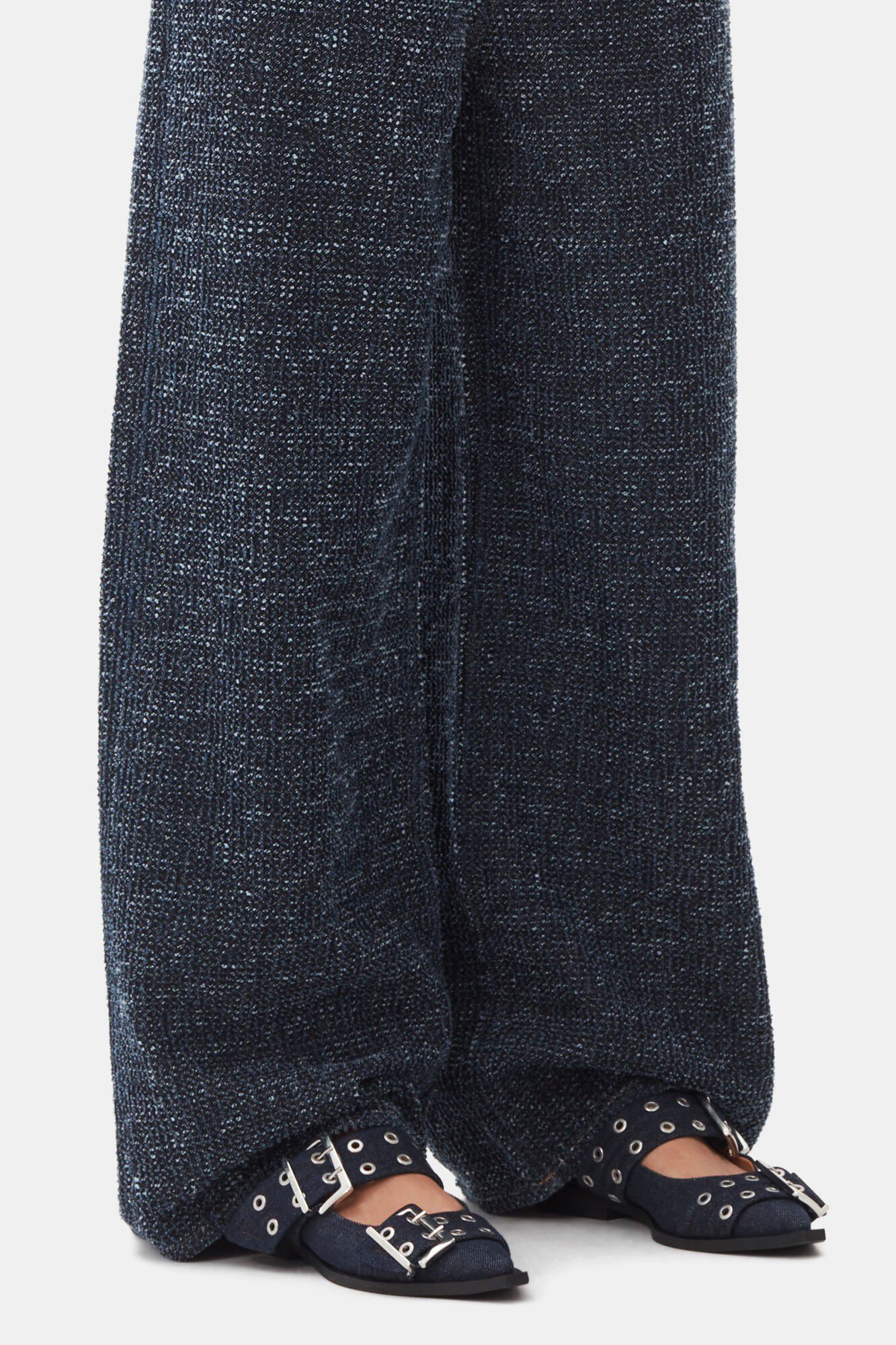 Feminine Buckle Ballerina Denim