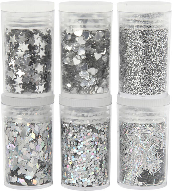 Bio-glimmer & Pailletter, rød, 6x7ml.