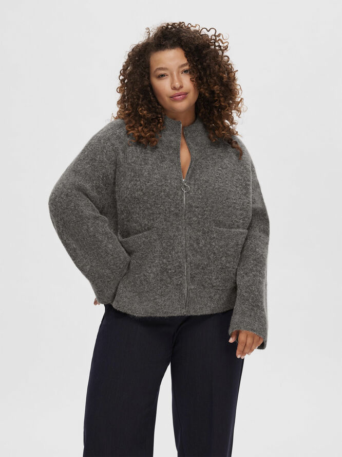 SLFSIA RAS LS ALPACA BLEND KNIT ZIPPER CARDIGAN