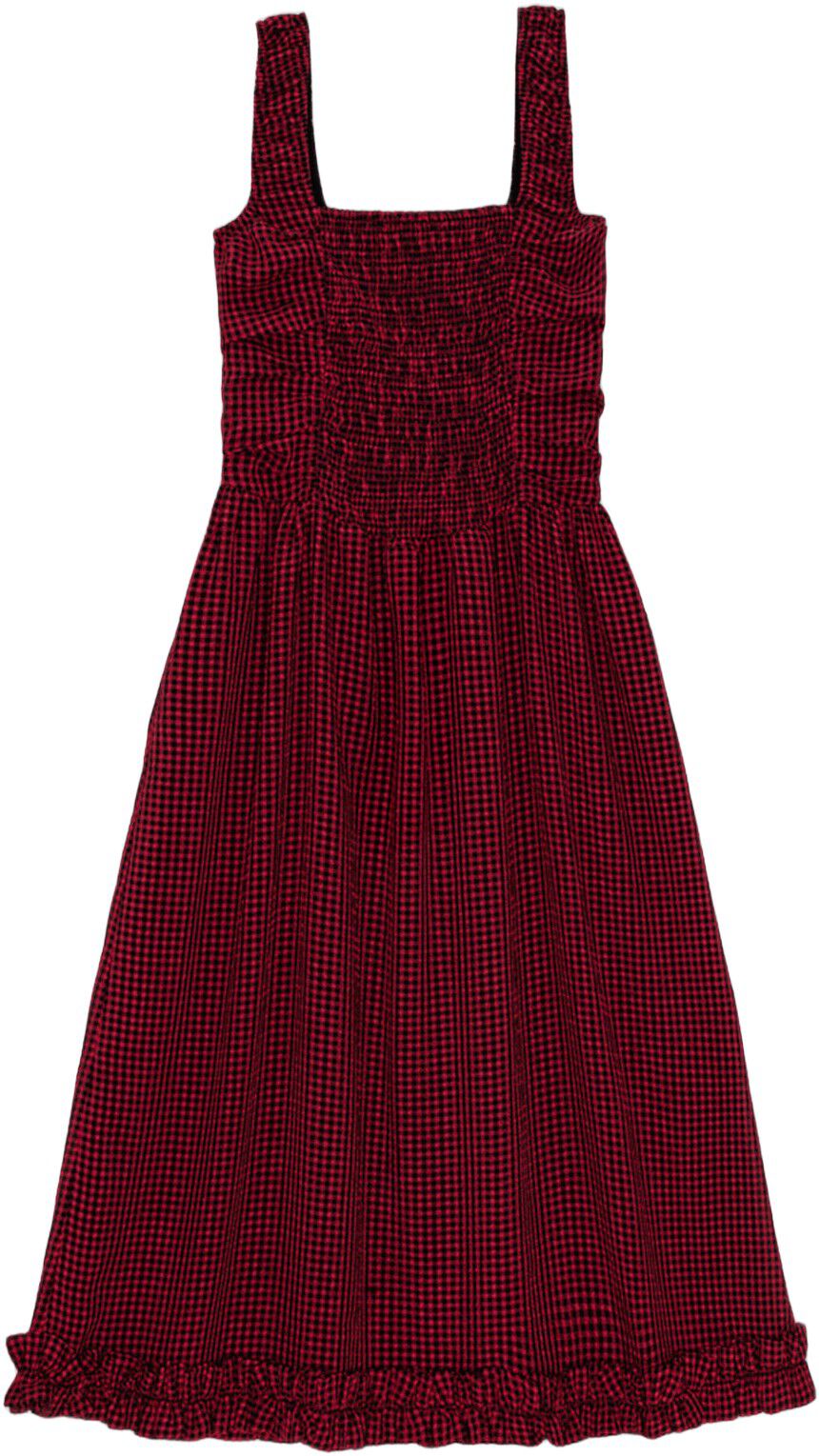 Sheer Fluid Check Midi Strap Smock