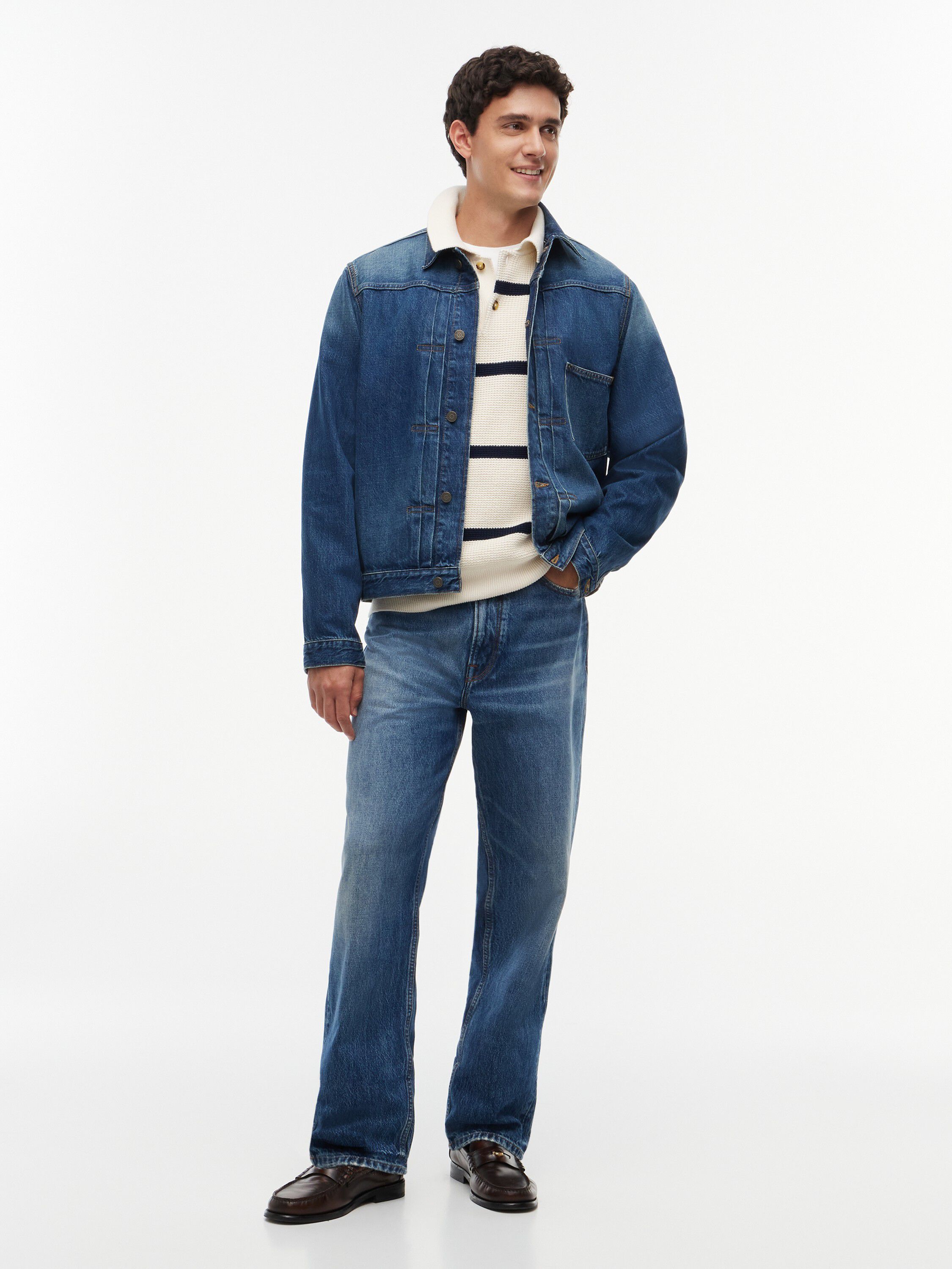 Waffle Knit Relaxed Rugby Jumper