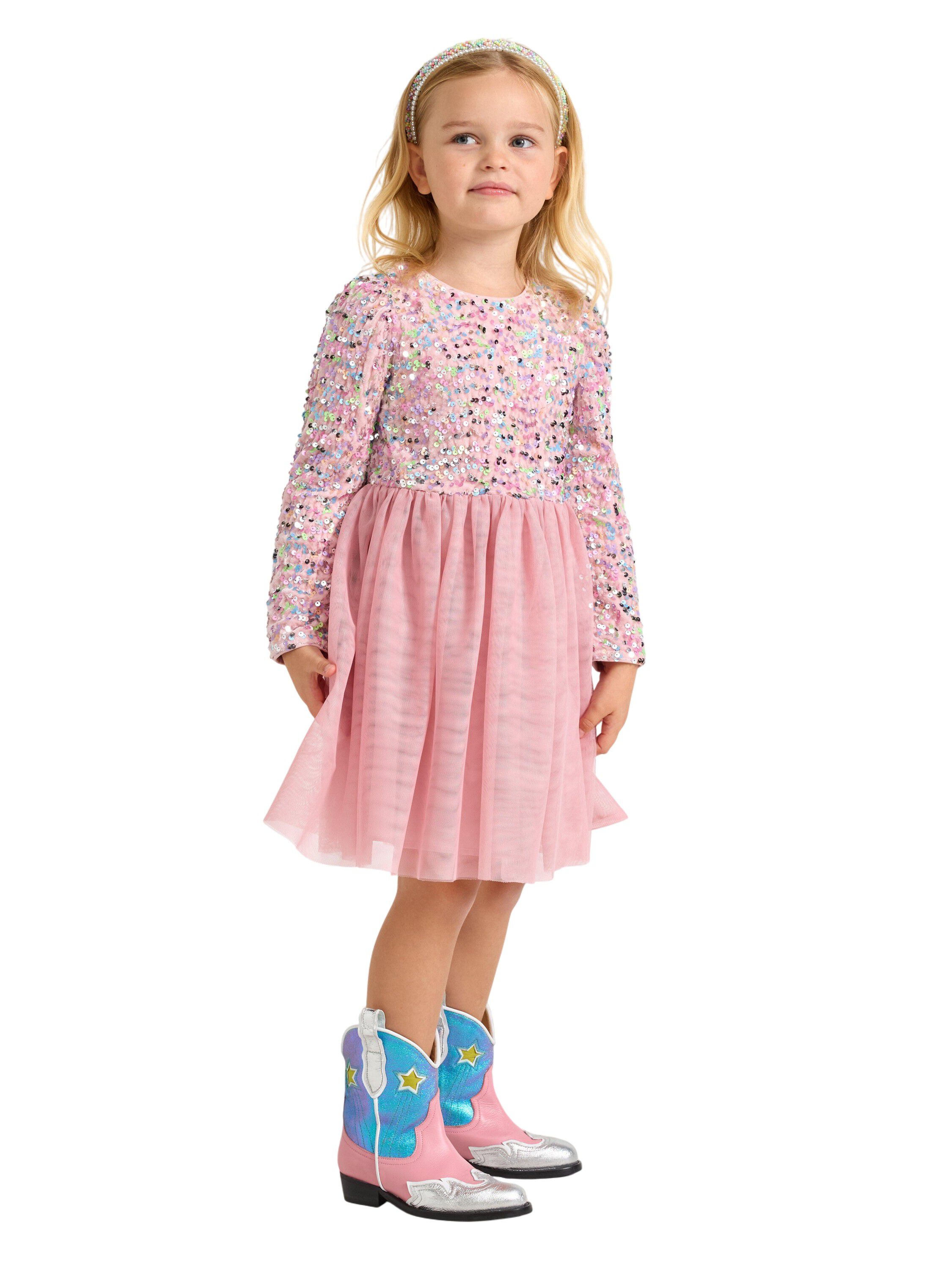 Festive long sleeve dress with a se