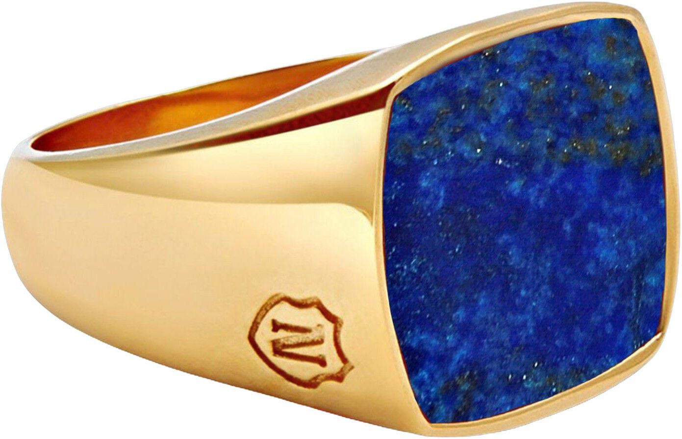 Men's Gold Signet Ring with Blue Lapis