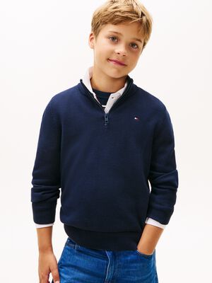 COTTON HALF ZIP SWEATER