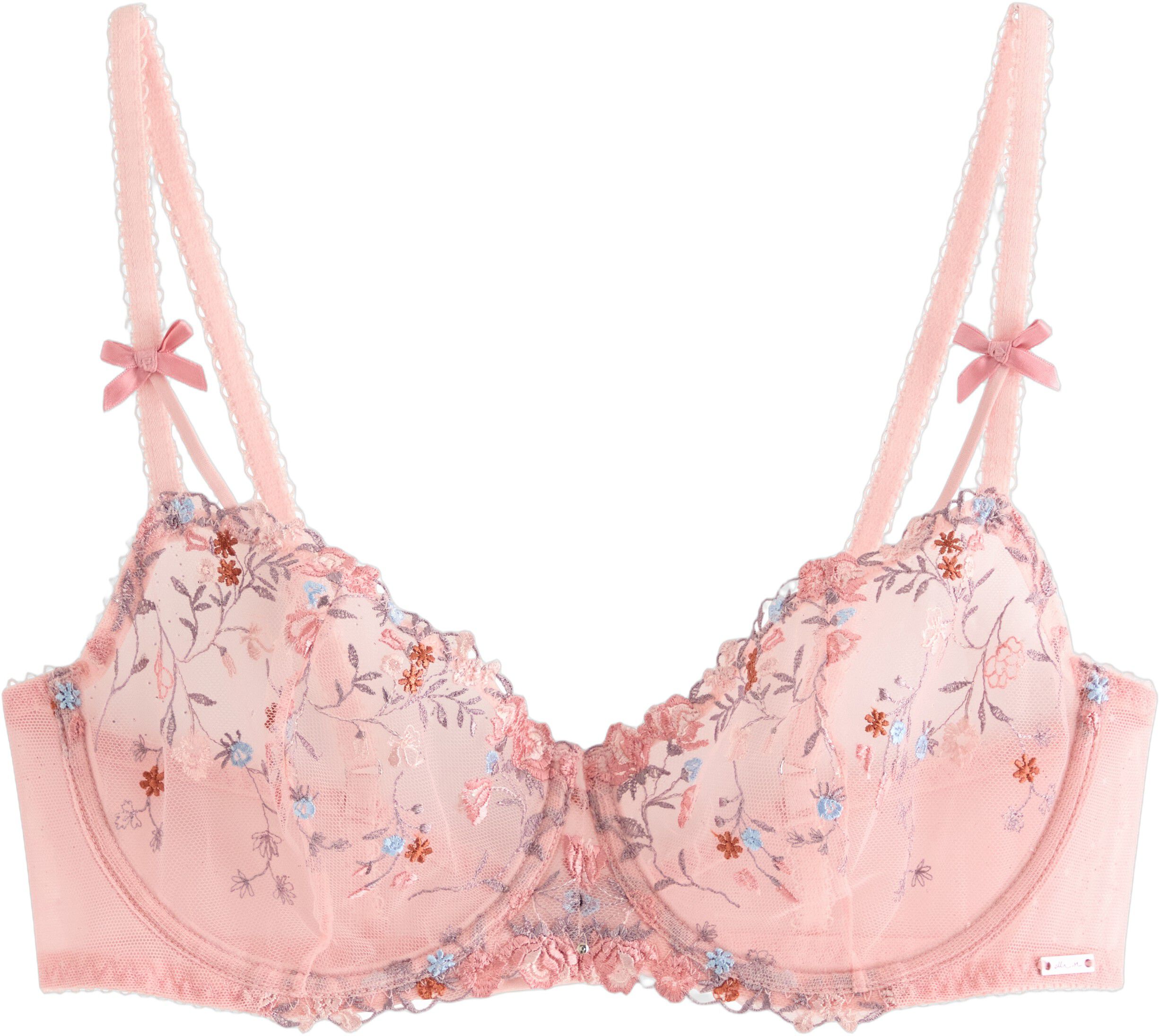 Unpadded wire bra in sheer lace and