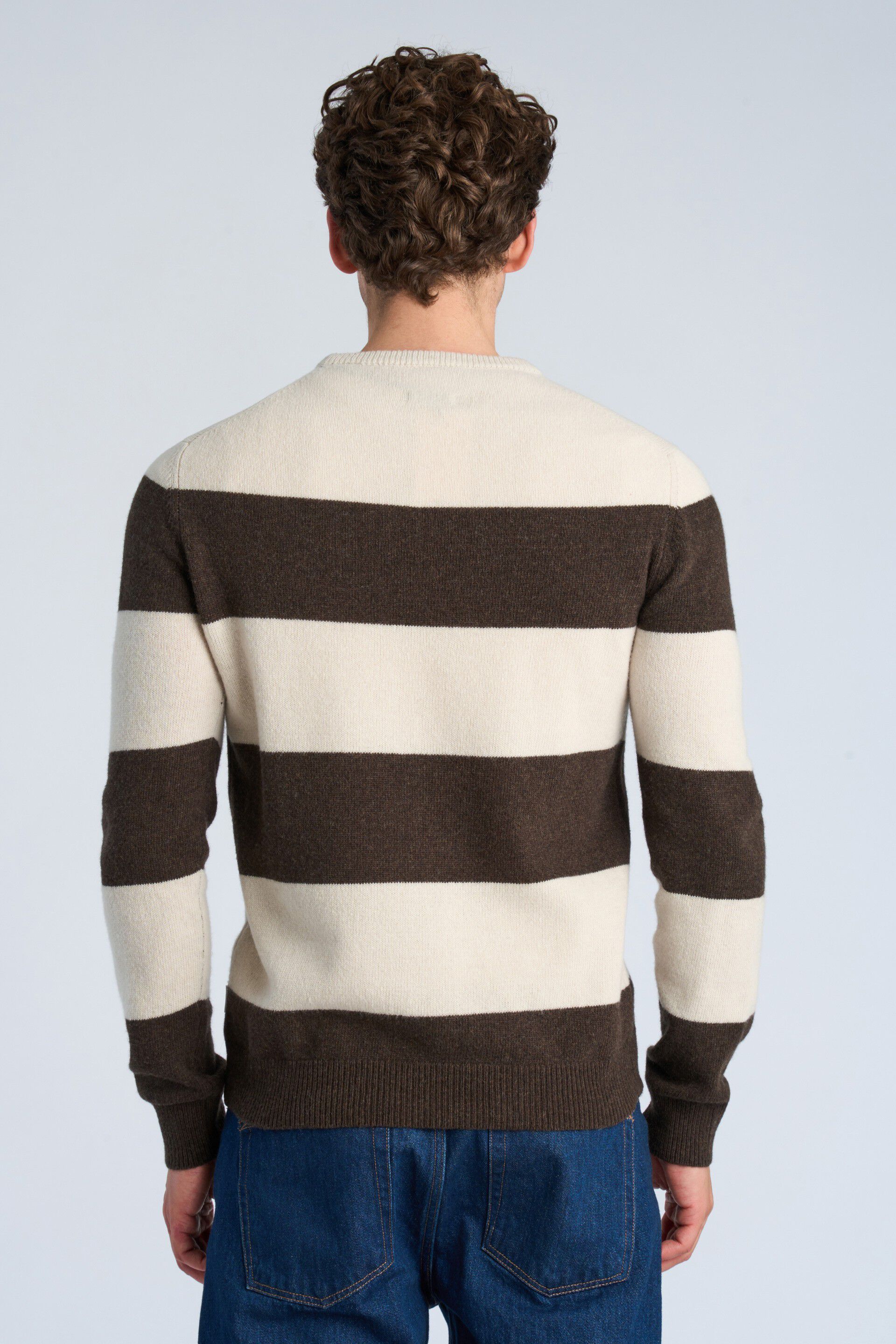 Lambswool striped o-neck knit