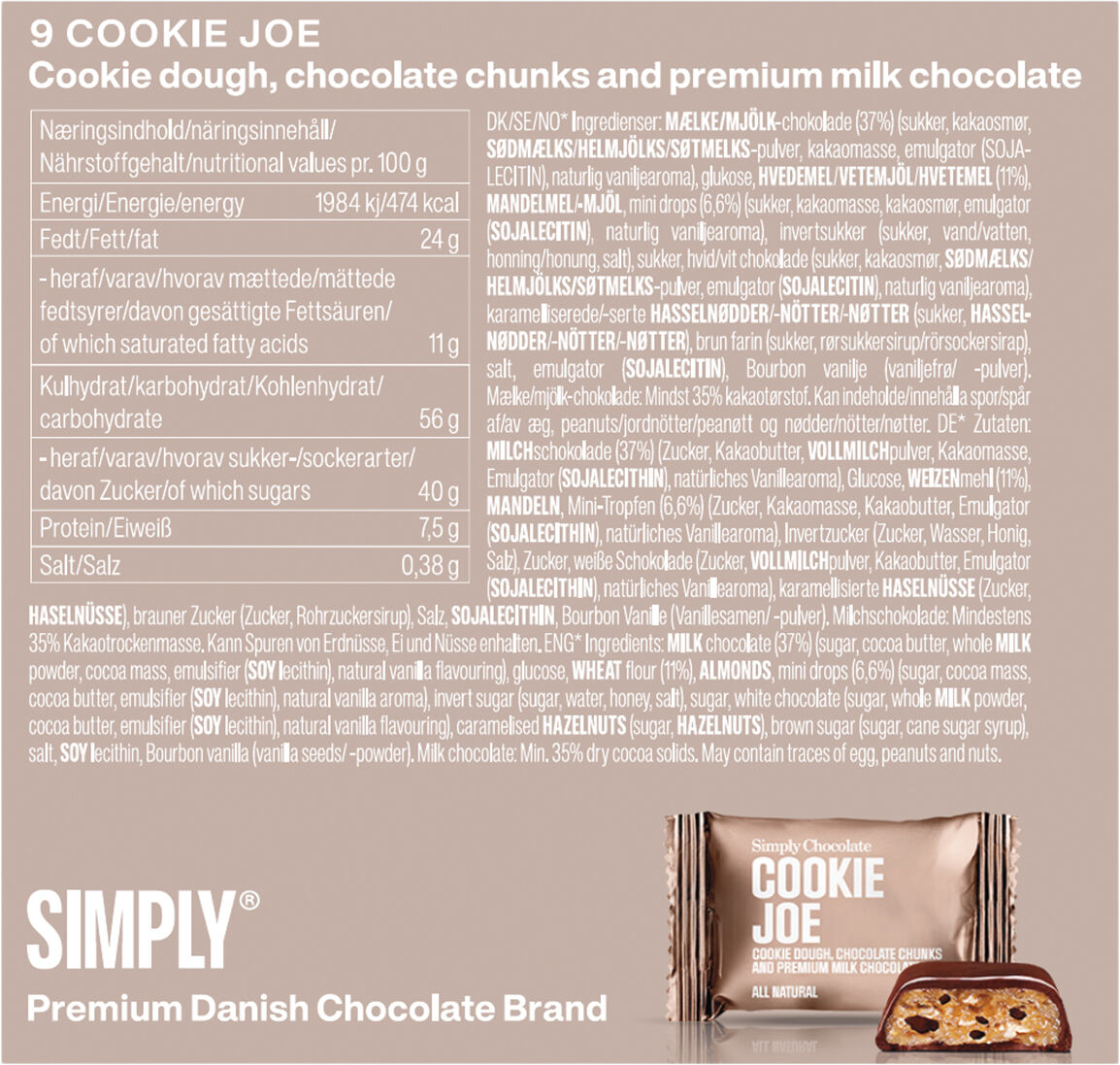 Simply&reg; COOKIE JOE chokolade&aelig;ske (90g)