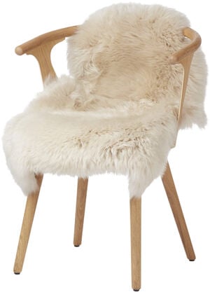 90cm-up New Zealand Sheepskin, Long Wool Beige 90x60