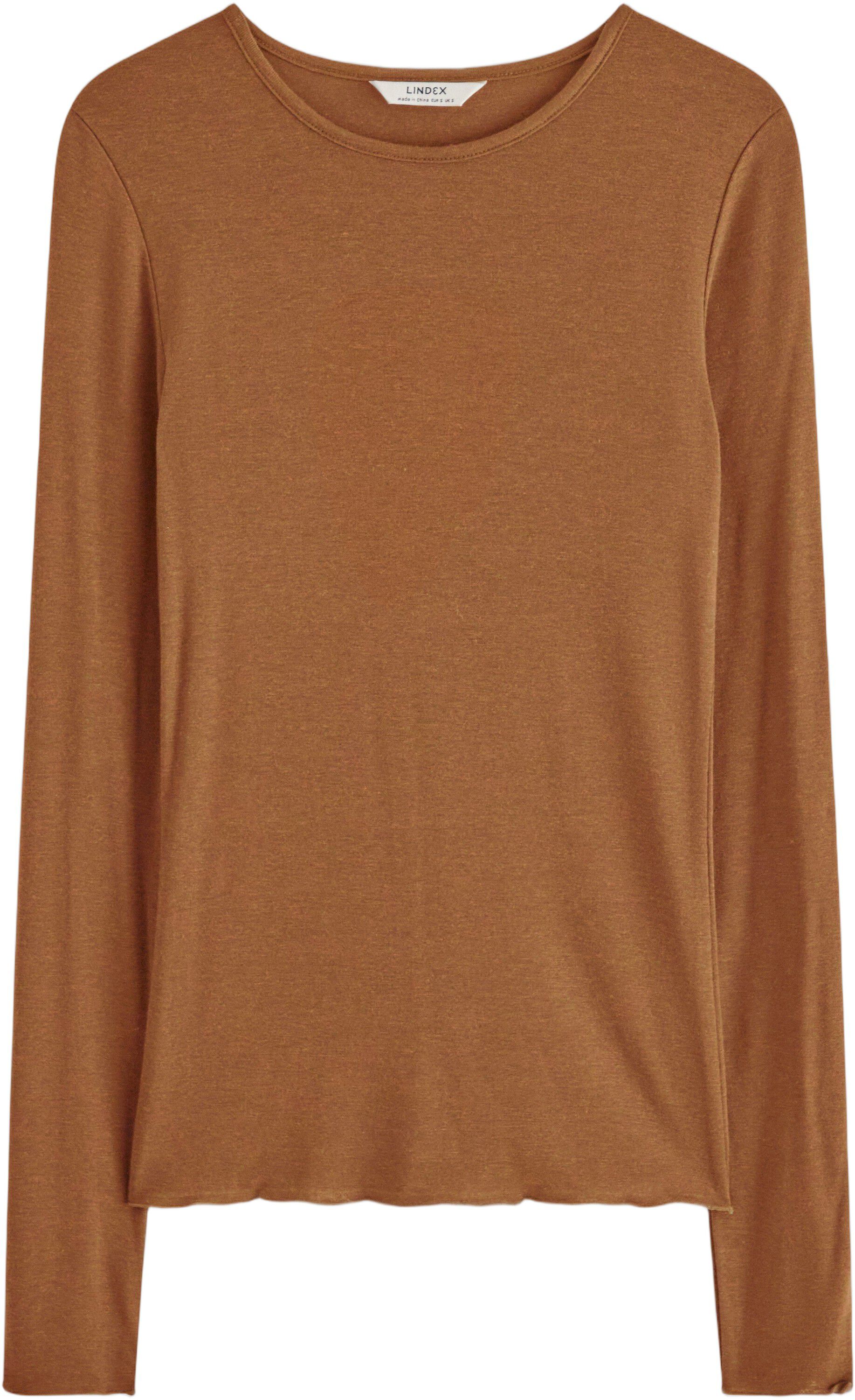 Bl&oslash;d gennemsigtig top i uldblandin