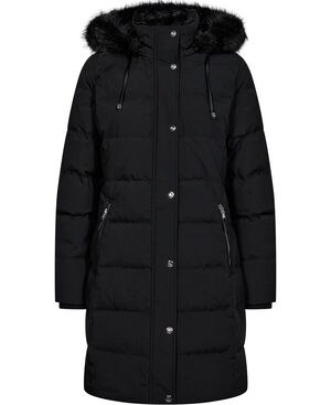 Faux-Fur-Trim Hooded Down Coat
