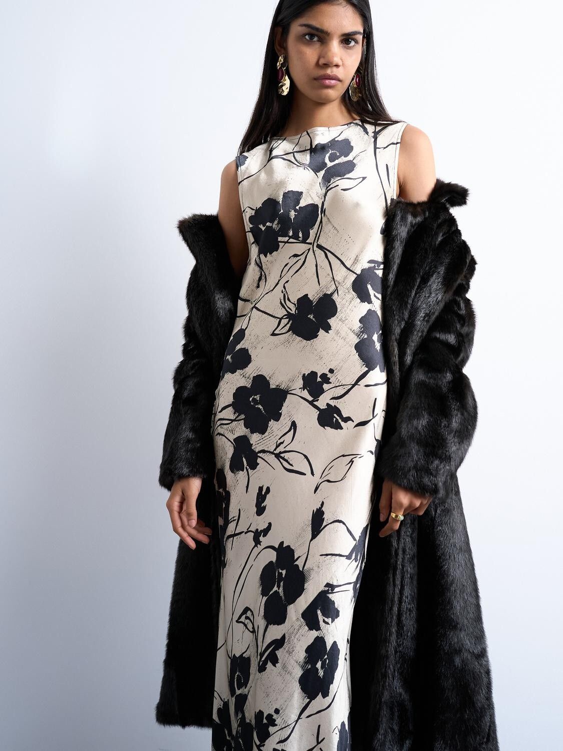 TSMAUREEN SL ROUND NECK MIDI DRESS