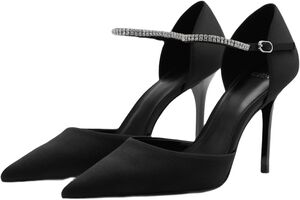 High heel shoe with rhinestone stra