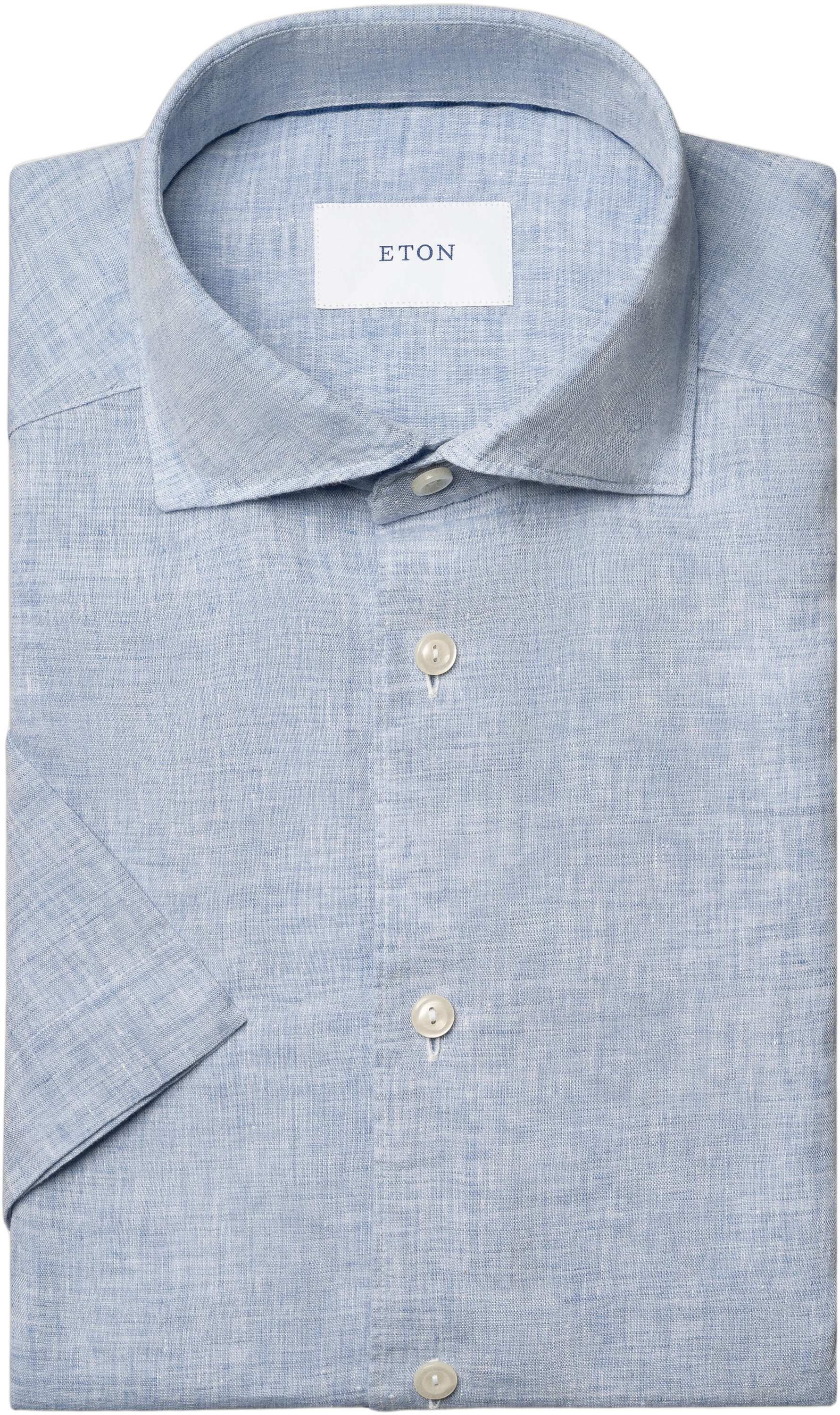 Regular Fit Light blue Solid Short Sleeve Linen Shirt
