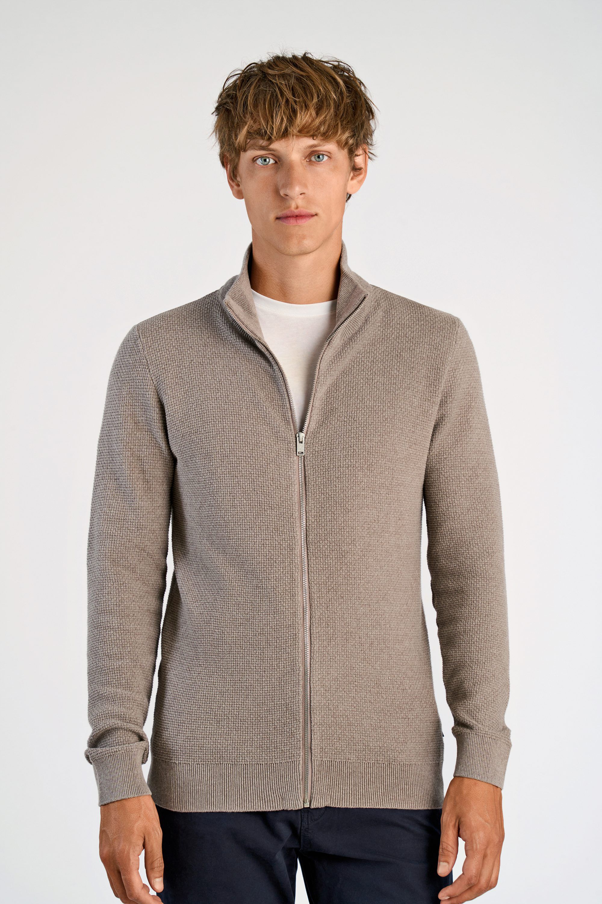 Recycle structure zip cardigan