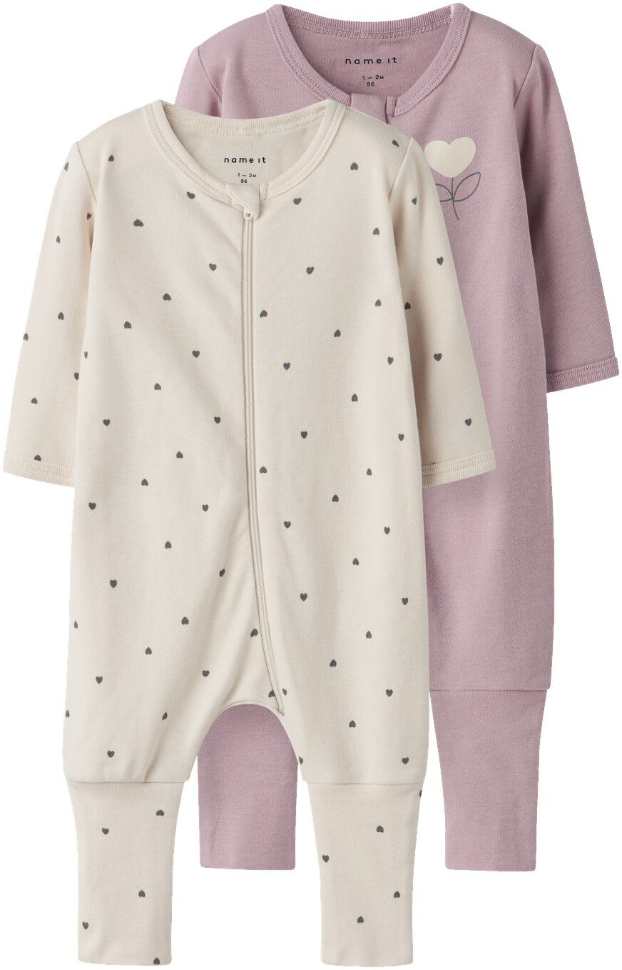 NBFNIGHTSUIT 2P ZIP FF HEART NOOS