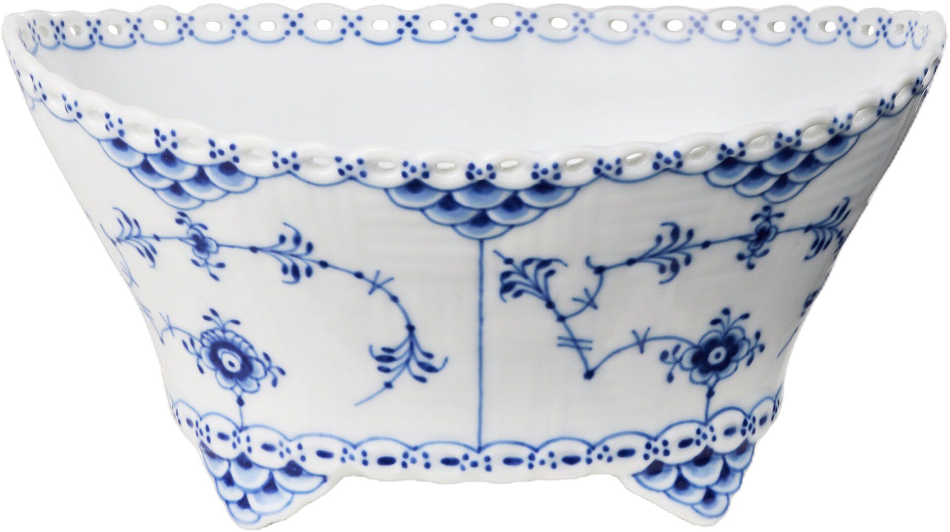 Blue Fluted FL Bowl with Feet 35cl