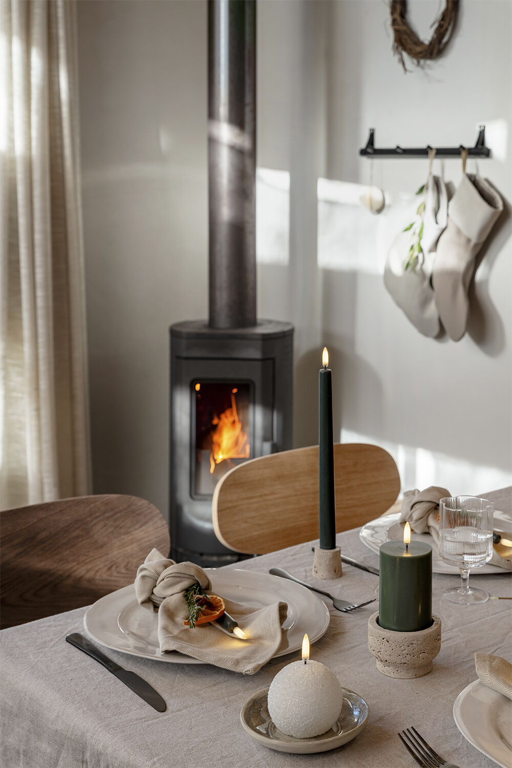 Travertine Candleholder taper, S, Desert beige, 2-pack, 3,5x