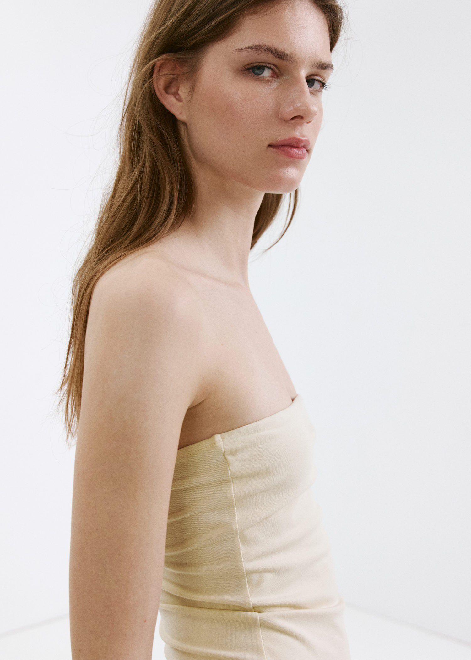 Strapless dress with broderie angla