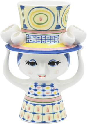 Lady with hat Vase H20. 5 cm blå