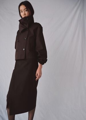 Double-breasted cropped trench coat