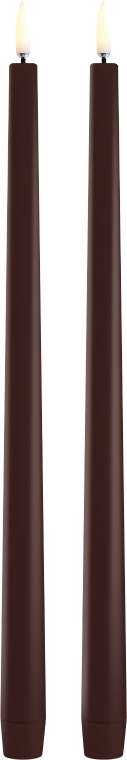 LED slim taper candle, Wine red, Smooth, 2-pack, 2,3x32 cm