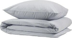 Small stripe washed percale 140x200cm Navy/white