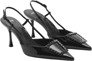 Patent leather slingback-heeled sho