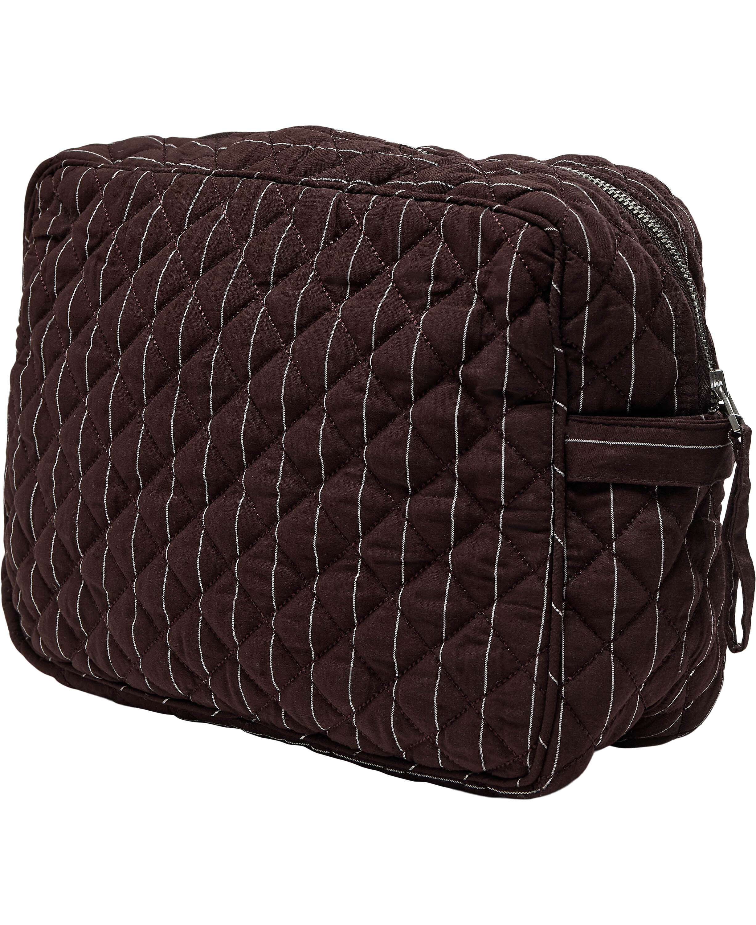 Make Up Bag, Quilted - Cotton Poplin YD Big Black Coffee Str