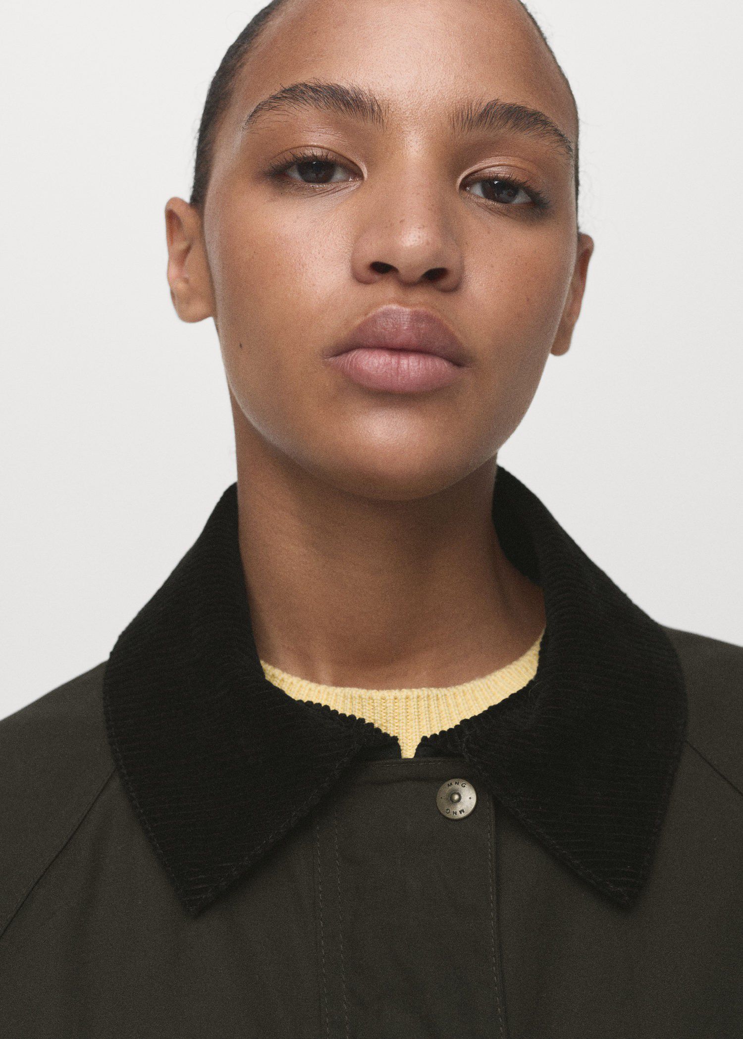 Cotton parka with corduroy collar