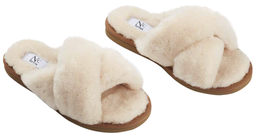 Slippers Cross (100% New Zealand Sheepskin) Natur