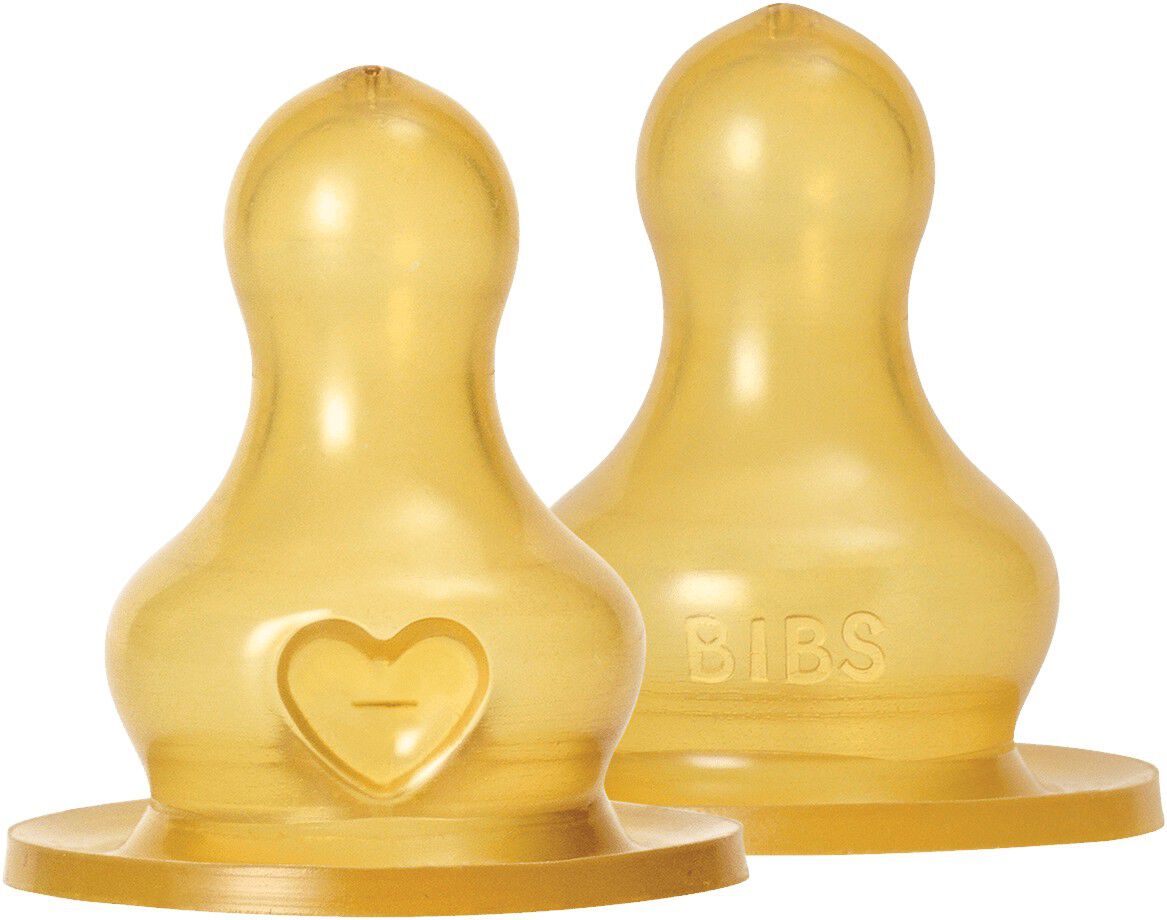 BIBS Baby Bottle Nipple Round Latex 2 pack Slow Flow