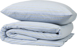 Stripe washed percale 140x220cm blue/green