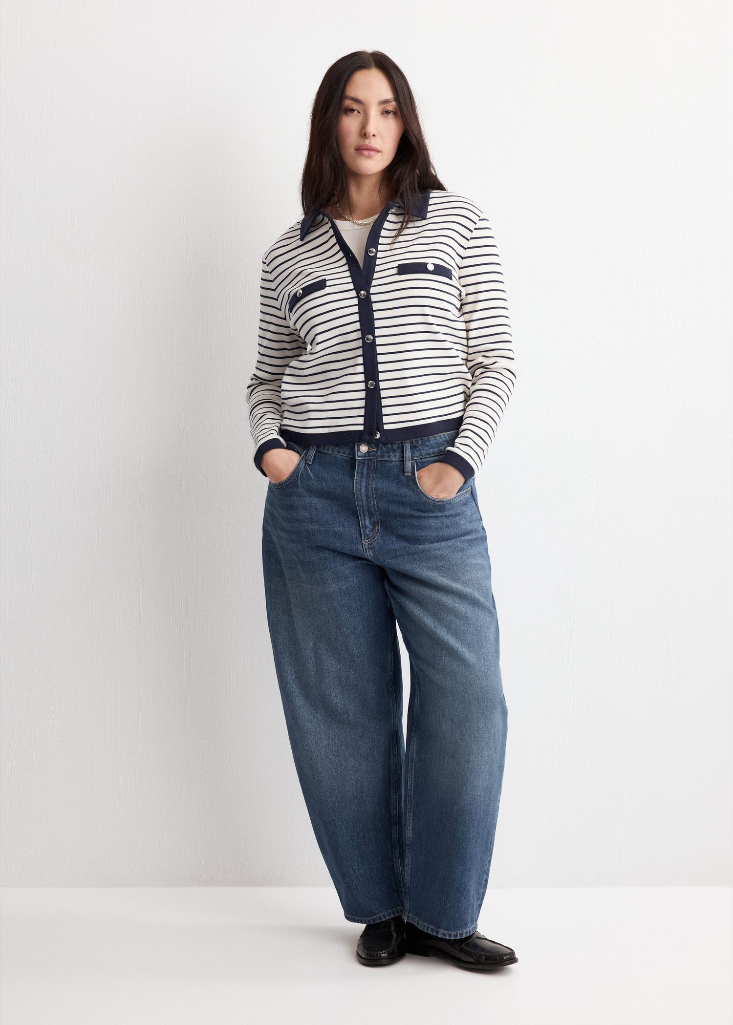 Striped cardigan with jewel buttons