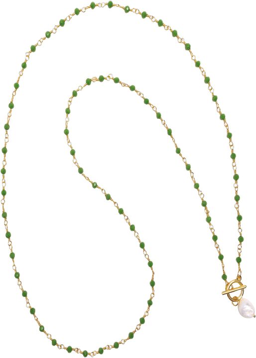 Women's Green CZ Wrap Necklace with Pearl