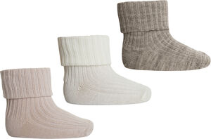 Wool rib baby socks - 3-pack